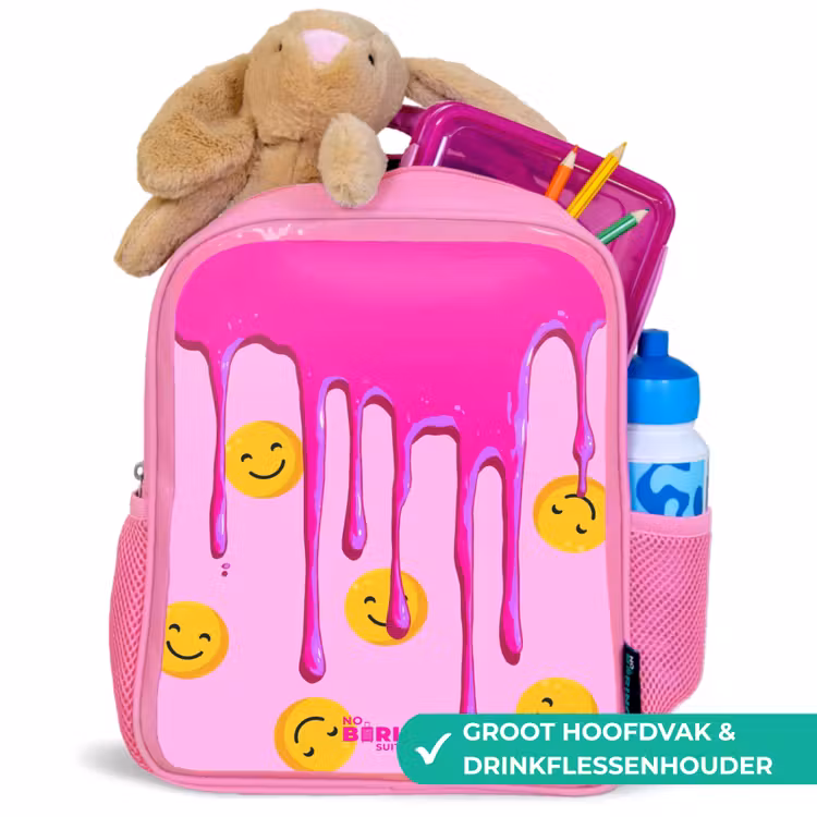 Verf - Smiley - Roze Kinderrugzak - Roze middel -inhoud_NL