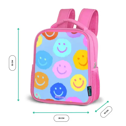 Vrolijk patroon van smileys Kinderrugzak - Roze middel -productfoto_formaten