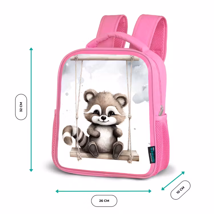 Wasbeer - Dier - Kinderen Kinderrugzak - Roze middel -productfoto_formaten