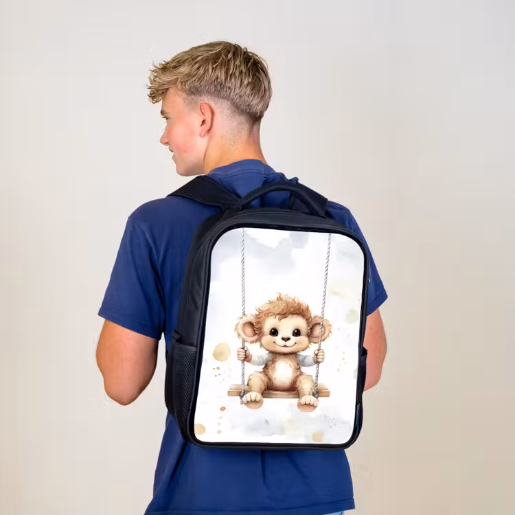 Aap - Dier - Kinderen Rugzak - Zwart middel -sfeer8