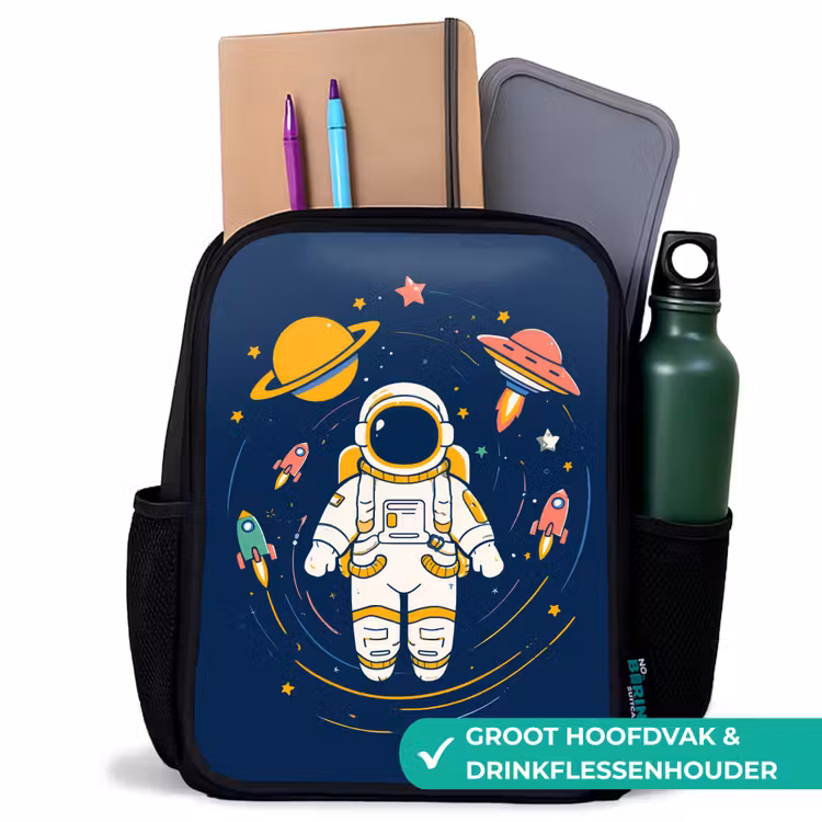 Astronaut - Planeten - Raket Rugzak - Zwart middel -inhoud_NL