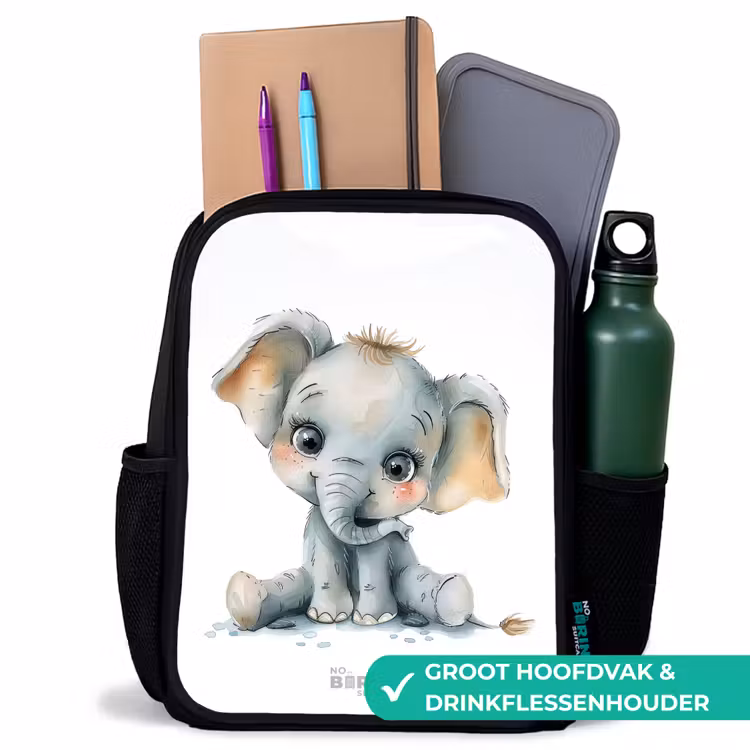 Baby olifant Rugzak - Zwart middel -inhoud_NL