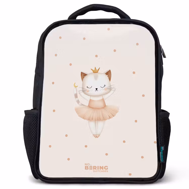 Ballerina kitten in beige kleuren Rugzak - Zwart middel -3d