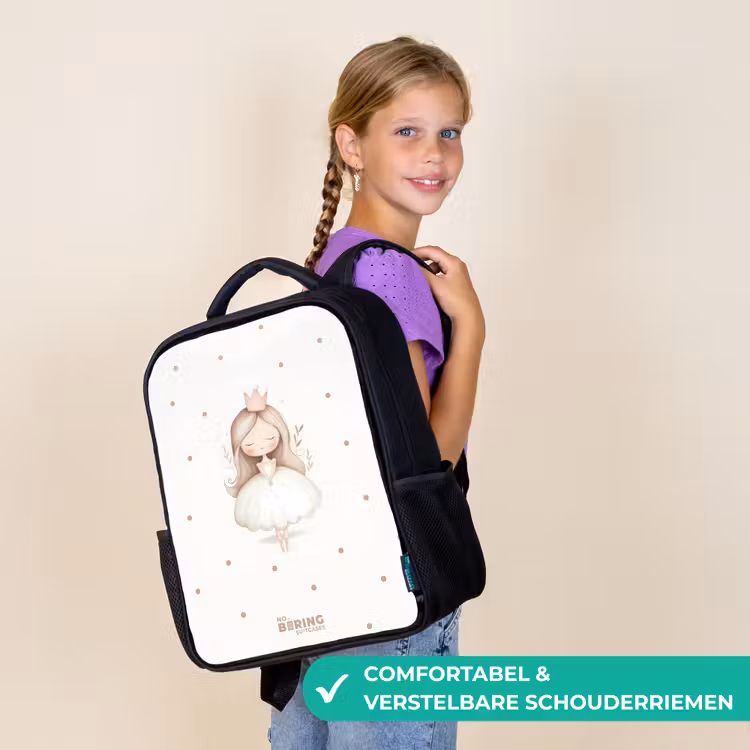 Ballerina prinses tussen beige stippen Rugzak - Zwart middel -sfeer6_NL