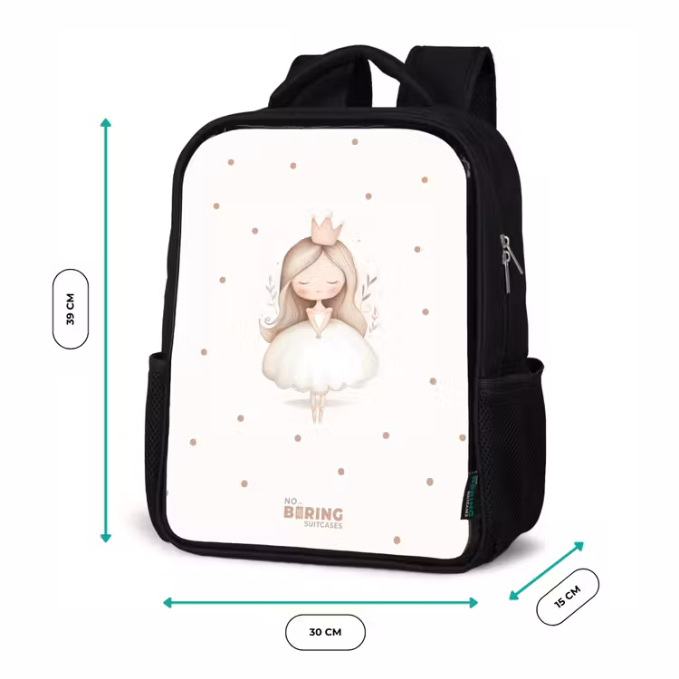 Ballerina prinses tussen beige stippen Rugzak - Zwart middel -productfoto_formaten