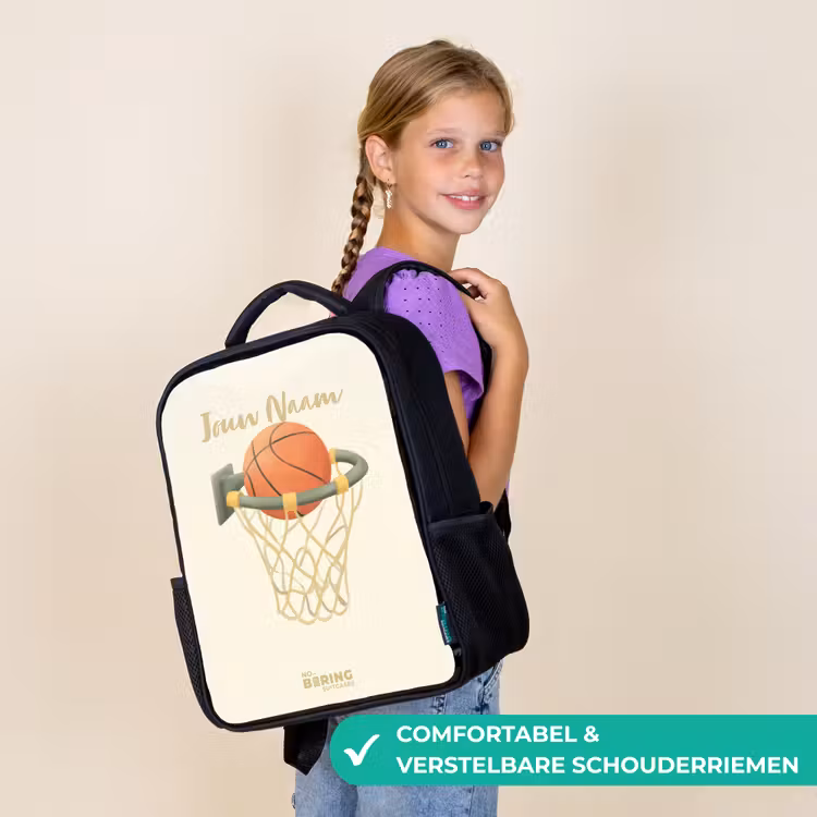 Basketbal in neutrale kleuren Rugzak - Zwart middel -sfeer6_NL