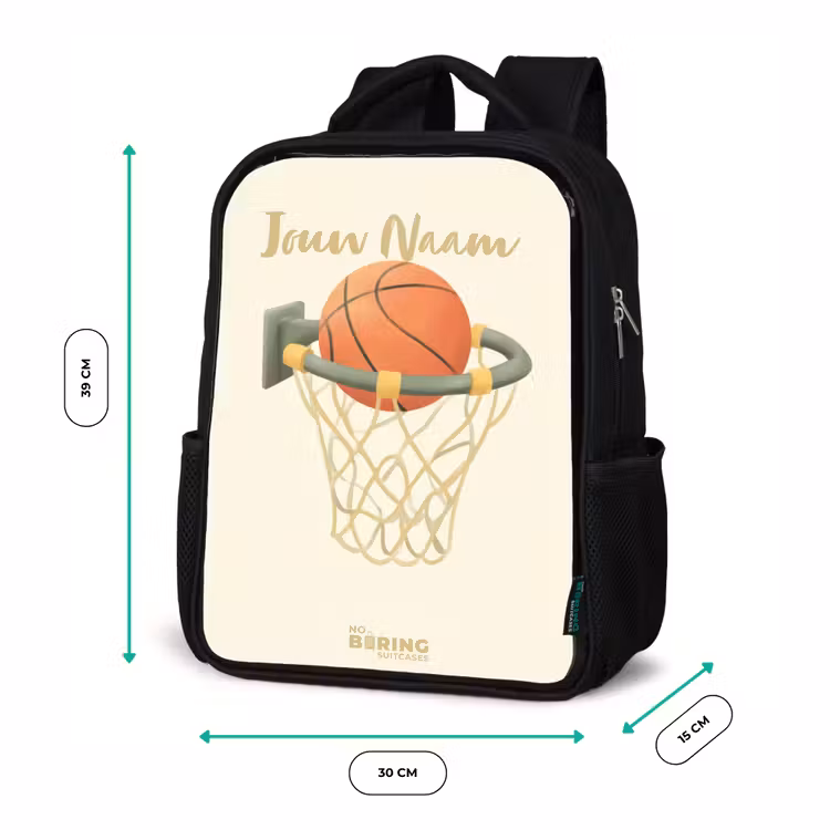 Basketbal in neutrale kleuren Rugzak - Zwart middel -productfoto_formaten
