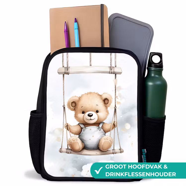 Beer - Baby - Dier - Kinderen Rugzak - Zwart middel -inhoud_NL
