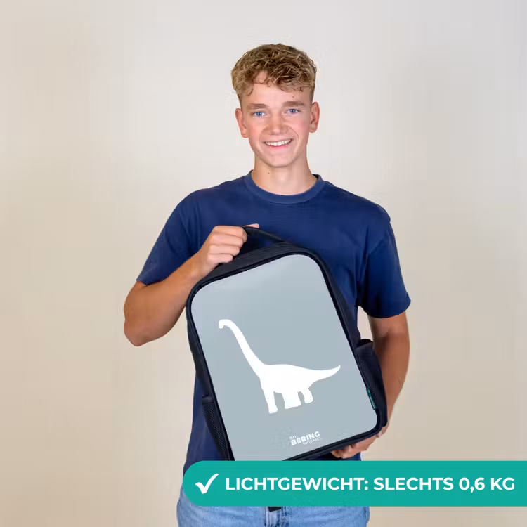 Blauw met Brachiosaurus dino Rugzak - Zwart middel -sfeer7_NL