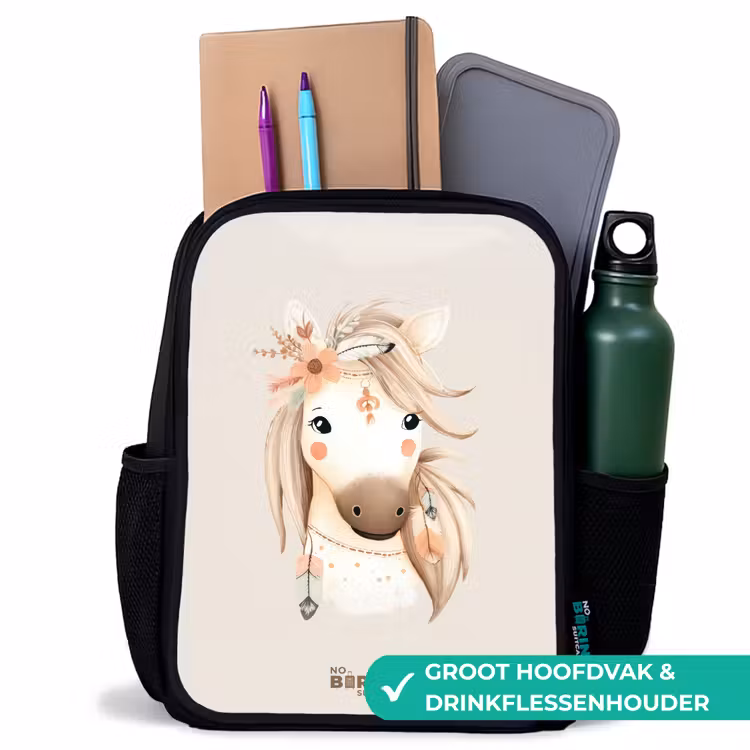 Bohemian paard in pastel kleuren Rugzak - Zwart middel -inhoud_NL