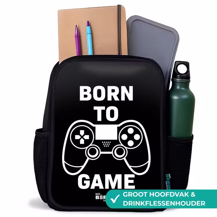 Born to game met controller Rugzak - Zwart middel -inhoud_NL