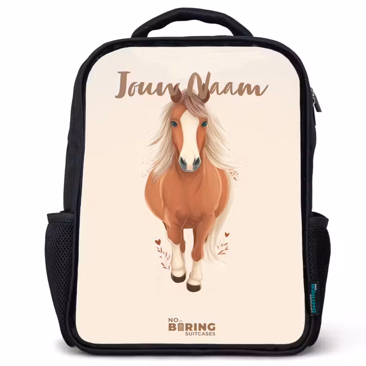 Bruin paard in gallop Rugzak - Zwart middel -3d