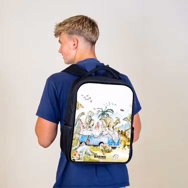 Busje met dino's Rugzak - Zwart middel -sfeer8