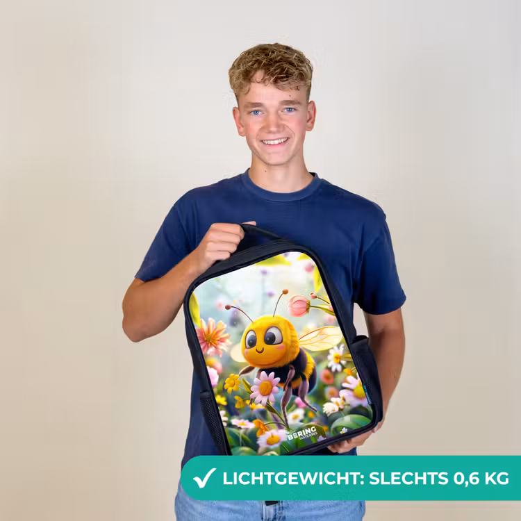 Bij op bloem Rugzak - Zwart middel -sfeer7_NL