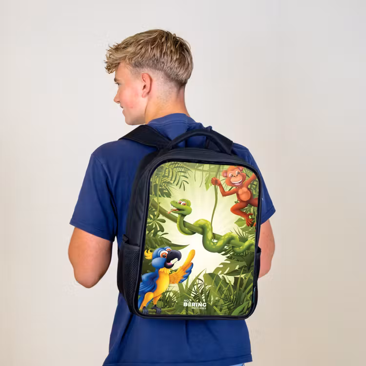 Dieren in de jungle Rugzak - Zwart middel -sfeer8