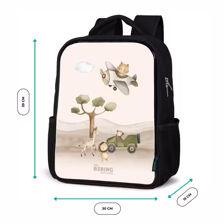 Dieren op safari Rugzak - Zwart middel -productfoto_formaten