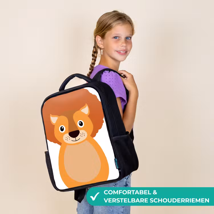 Dierenportret - Leeuw - kinderen Rugzak - Zwart middel -sfeer6_NL