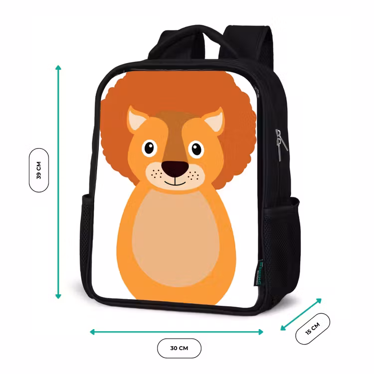 Dierenportret - Leeuw - kinderen Rugzak - Zwart middel -productfoto_formaten