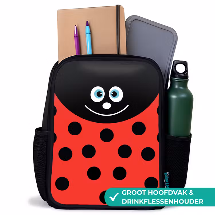Dierenportret - Lieveheersbeestje - rood Rugzak - Zwart middel -inhoud_NL