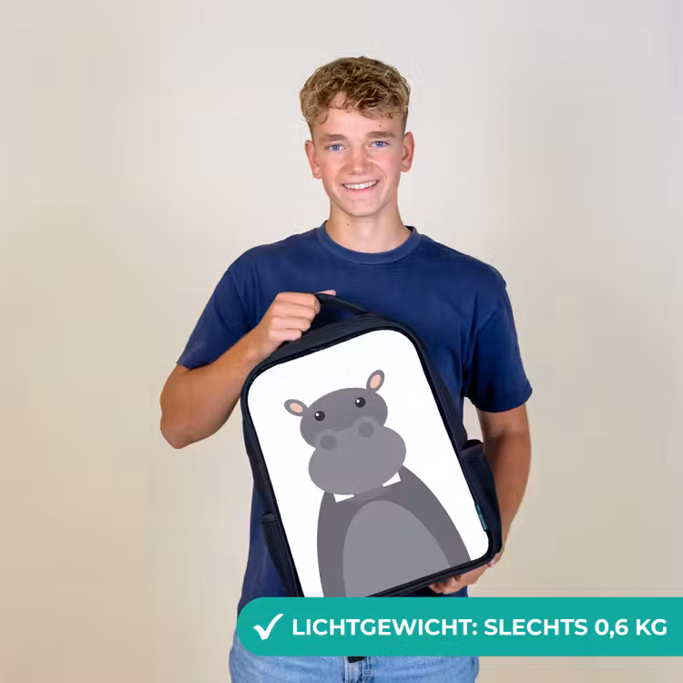 Dierenportret - Nijlpaard - grijs Rugzak - Zwart middel -sfeer7_NL