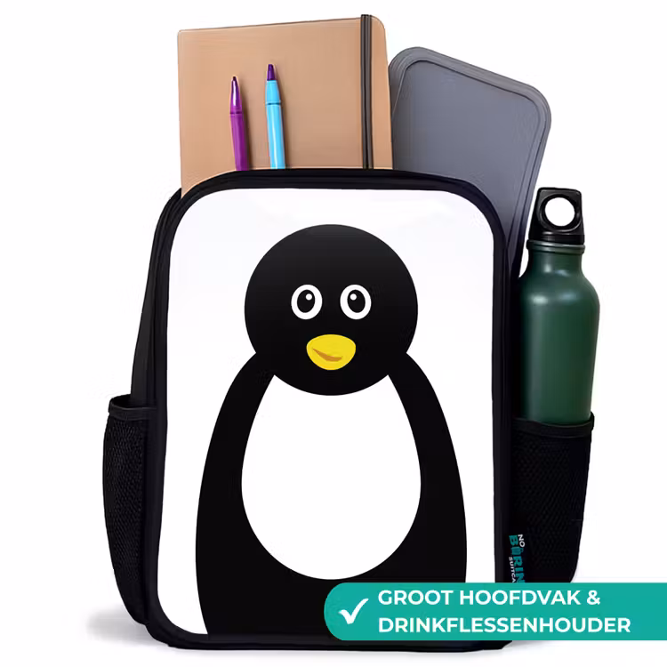 Dierenportret - Pinguïn - kinderen Rugzak - Zwart middel -inhoud_NL