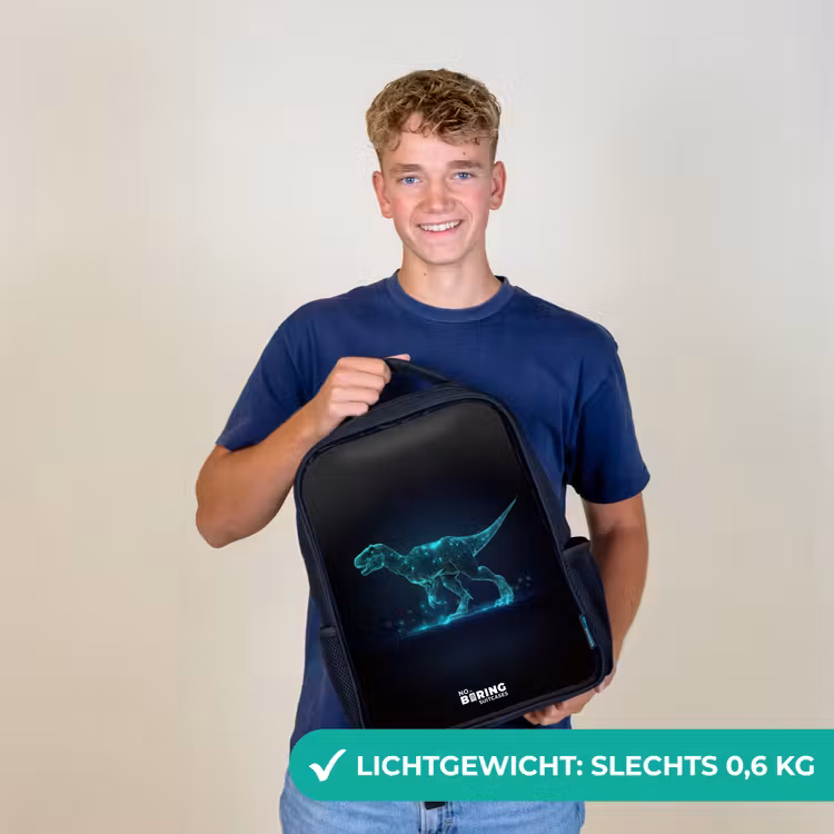Digitale T-Rex in blauw lichtveld Rugzak - Zwart middel -sfeer7_NL