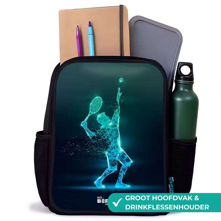 Digitale tennisspeler in futuristische stijl Rugzak - Zwart middel -inhoud_NL