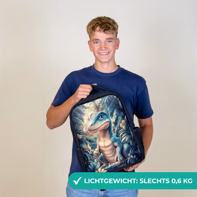 Dino in mystieke jungle met maanlicht Rugzak - Zwart middel -sfeer7_NL