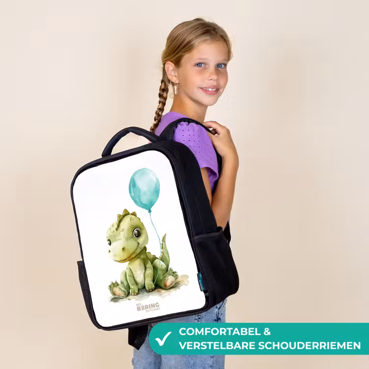 Dino met blauwe ballon Rugzak - Zwart middel -sfeer6_NL