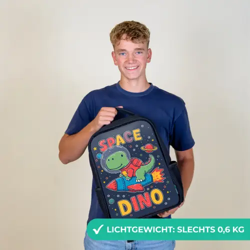 Dino - Raket - Kleurrijk Rugzak - Zwart middel -sfeer7_NL