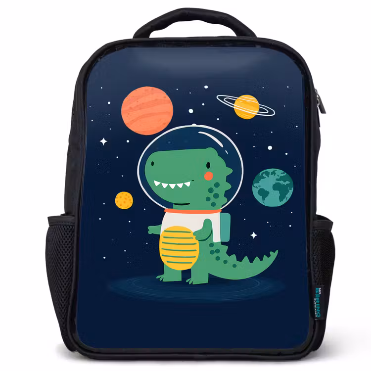 Dino - Ruimtepak - Planeten Rugzak - Zwart middel -3d