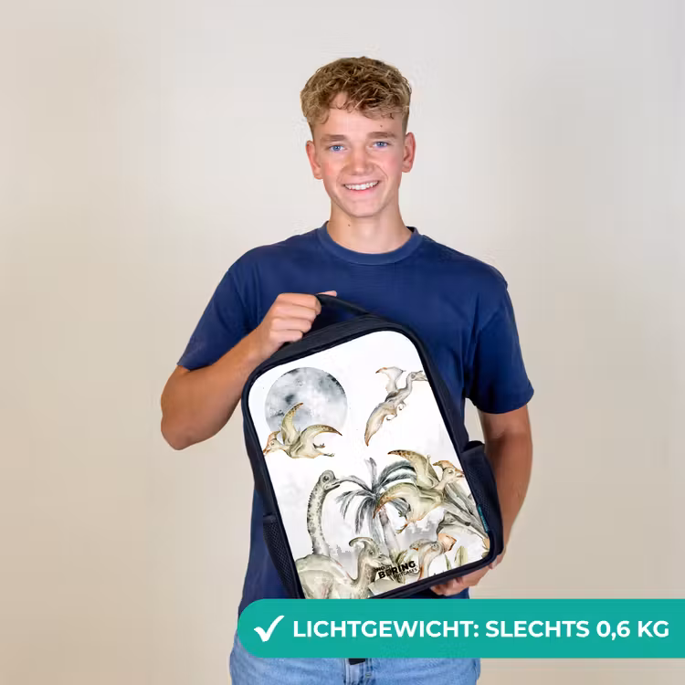Dino's in de jungle Rugzak - Zwart middel -sfeer7_NL