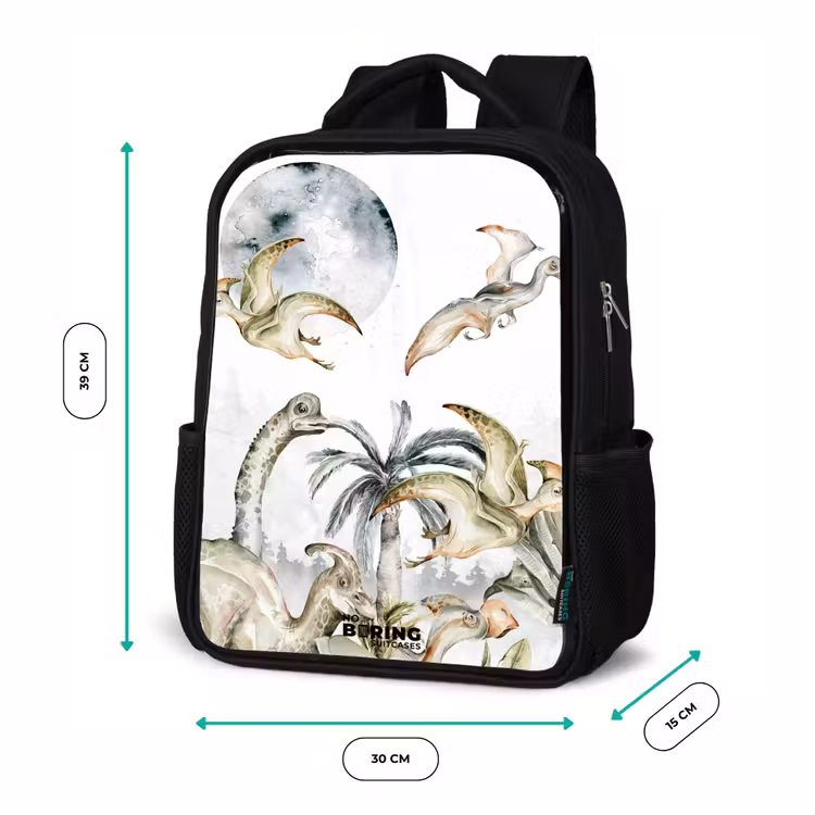 Dino's in de jungle Rugzak - Zwart middel -productfoto_formaten