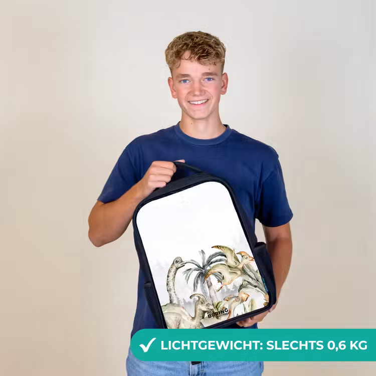 Dino's in een ruig landschap Rugzak - Zwart middel -sfeer7_NL