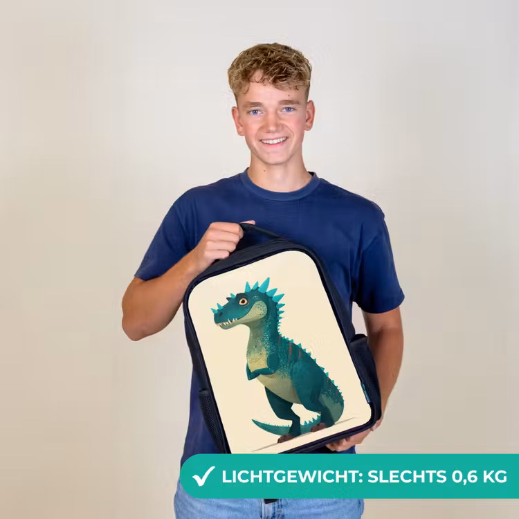 Dinosaurus - Turquoise - Stekels Rugzak - Zwart middel -sfeer7_NL