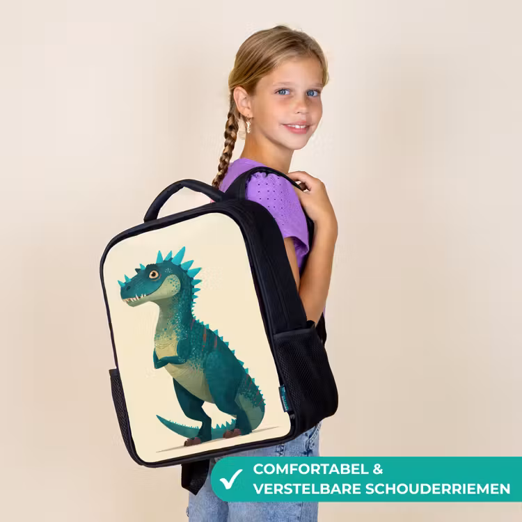 Dinosaurus - Turquoise - Stekels Rugzak - Zwart middel -sfeer6_NL