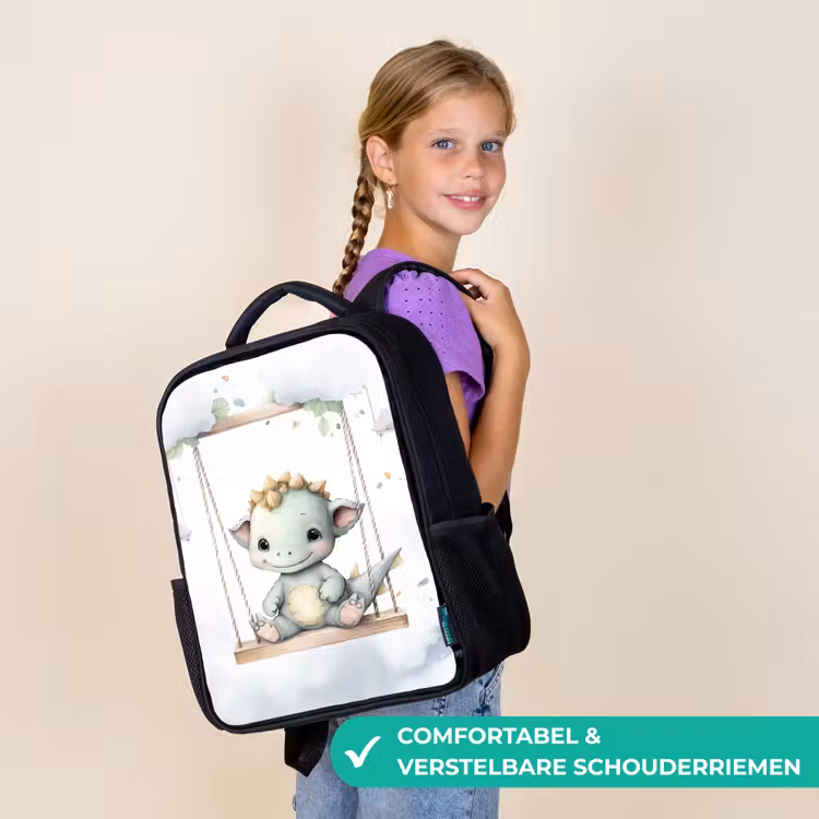 Draak - Baby dier - Kinderen Rugzak - Zwart middel -sfeer6_NL
