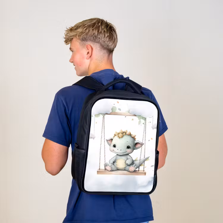 Draak - Baby dier - Kinderen Rugzak - Zwart middel -sfeer8