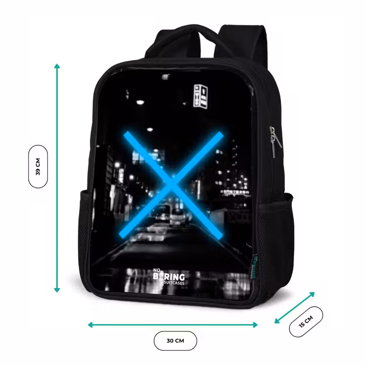 Felblauwe kruis in een nachtelijke scène Rugzak - Zwart middel -productfoto_formaten