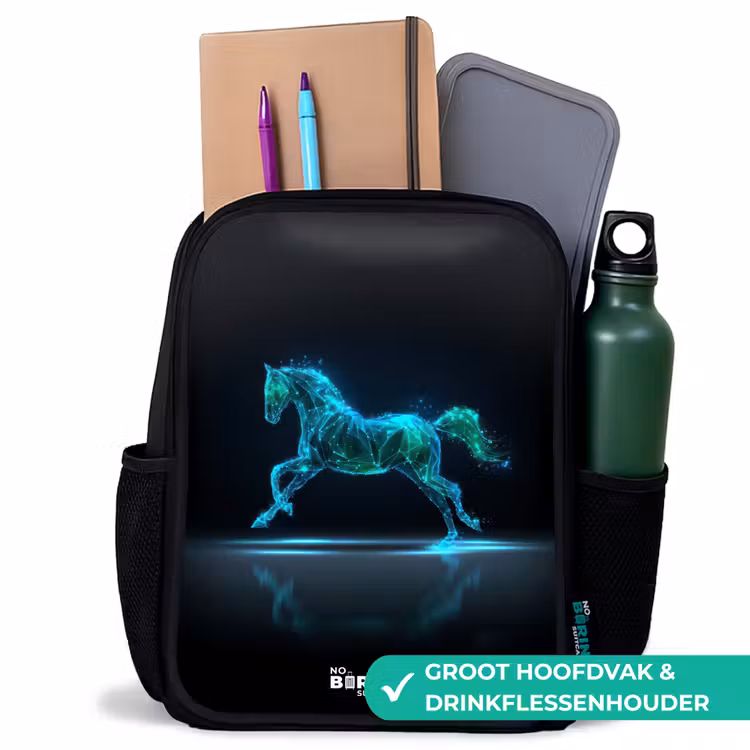Futuristisch galopperend paard Rugzak - Zwart middel -inhoud_NL