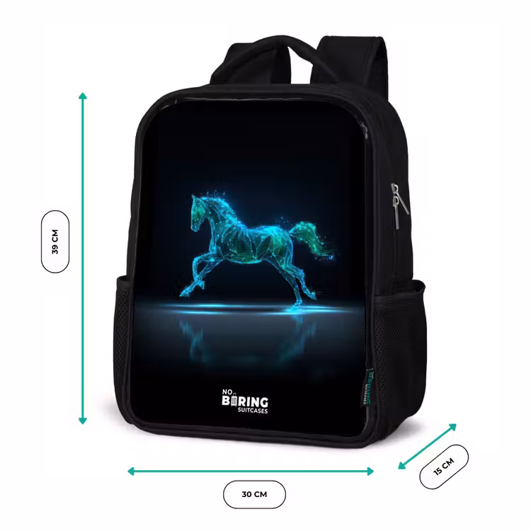 Futuristisch galopperend paard Rugzak - Zwart middel -productfoto_formaten