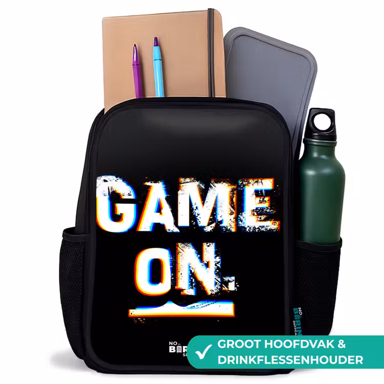 Game on in zwart wit Rugzak - Zwart middel -inhoud_NL