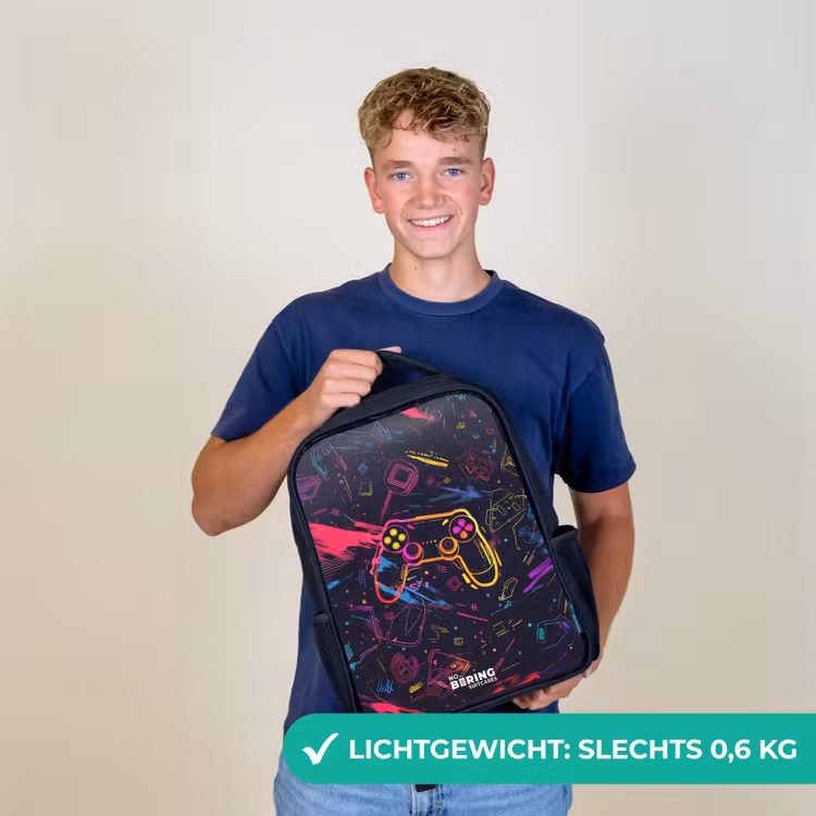 Gamerwereld in neonstijl Rugzak - Zwart middel -sfeer7_NL