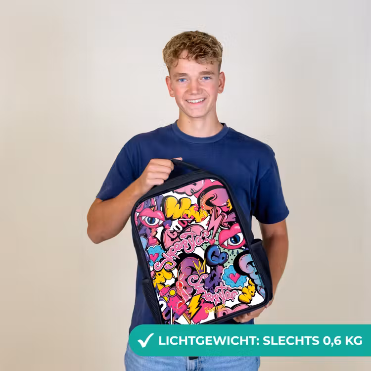 Girly graffiti Rugzak - Zwart middel -sfeer7_NL