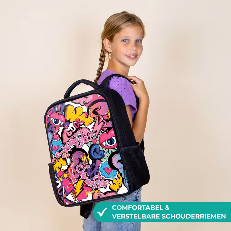 Girly graffiti Rugzak - Zwart middel -sfeer6_NL