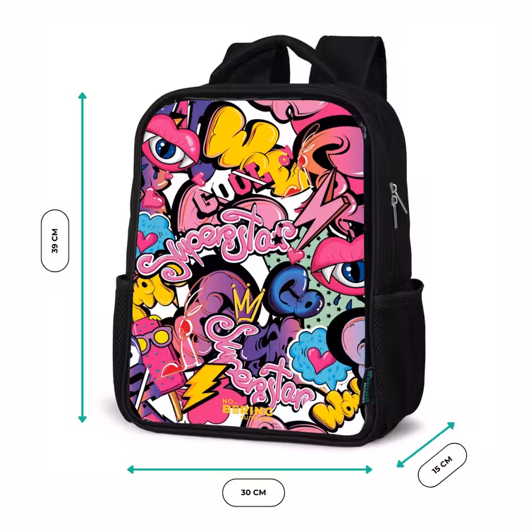 Girly graffiti Rugzak - Zwart middel -productfoto_formaten