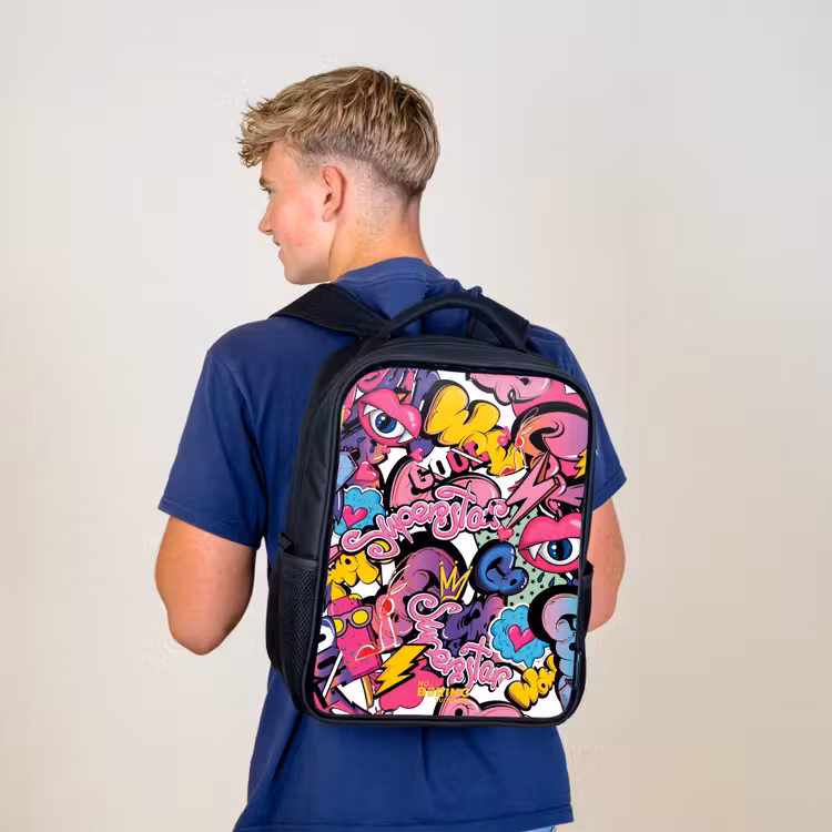 Girly graffiti Rugzak - Zwart middel -sfeer8