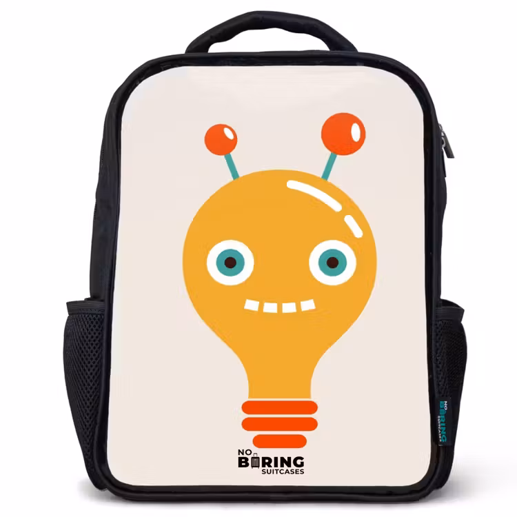 Gloeilamp robot met grote ogen Rugzak - Zwart middel -3d