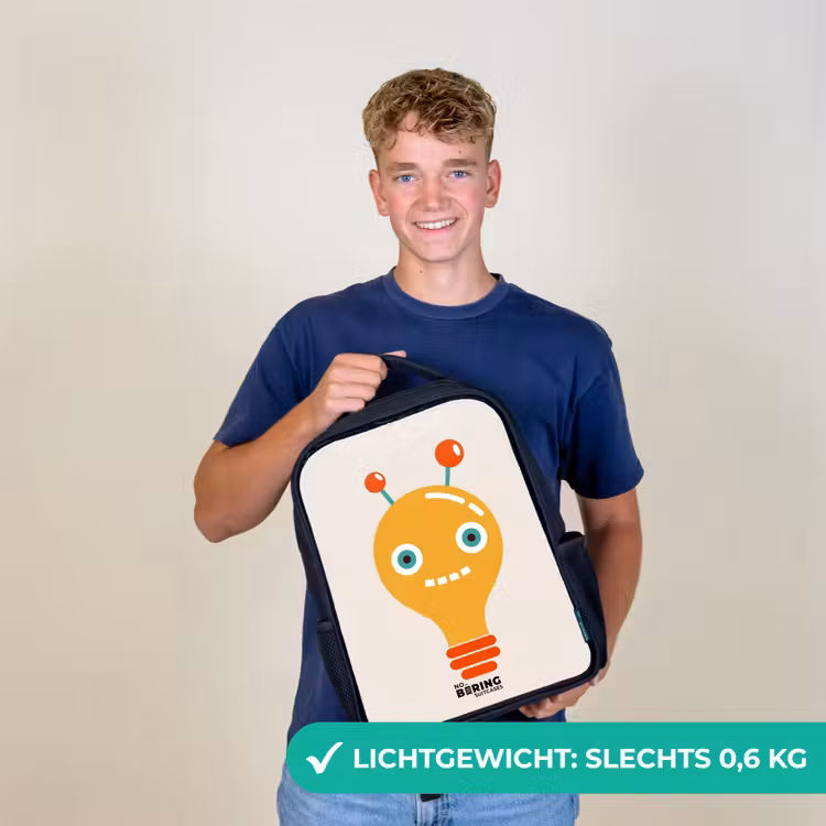 Gloeilamp robot met grote ogen Rugzak - Zwart middel -sfeer7_NL