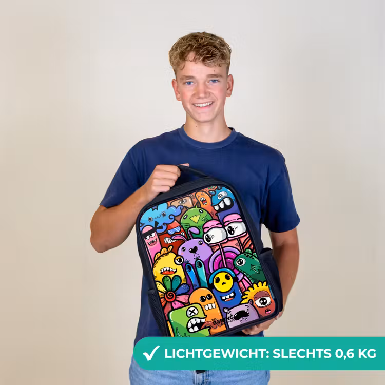 Grappige kleurrijke monsters Rugzak - Zwart middel -sfeer7_NL